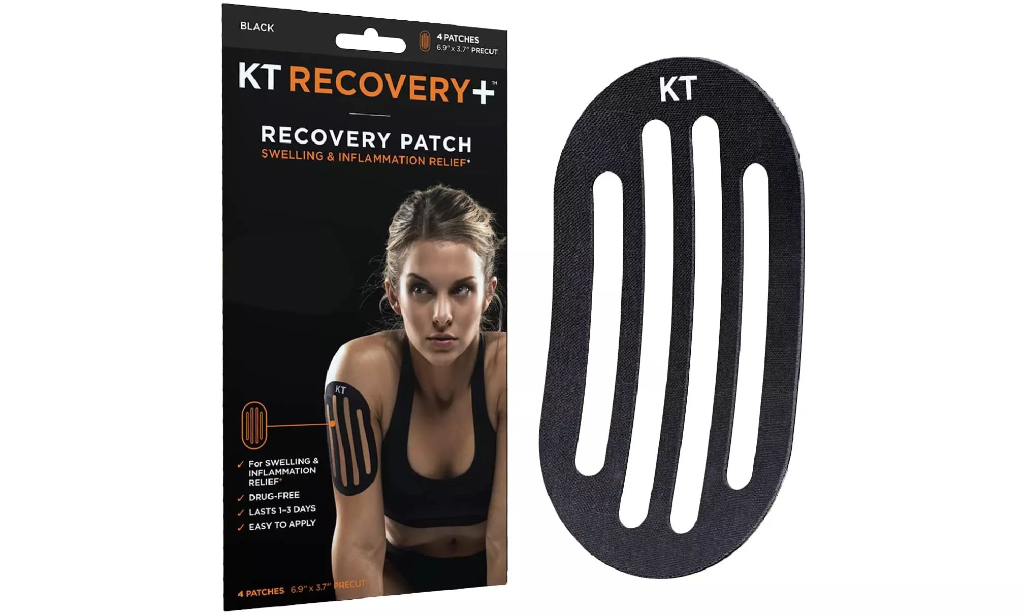 KT Tape Recovery Edema Patch 4 Piece, Black - Primary Image