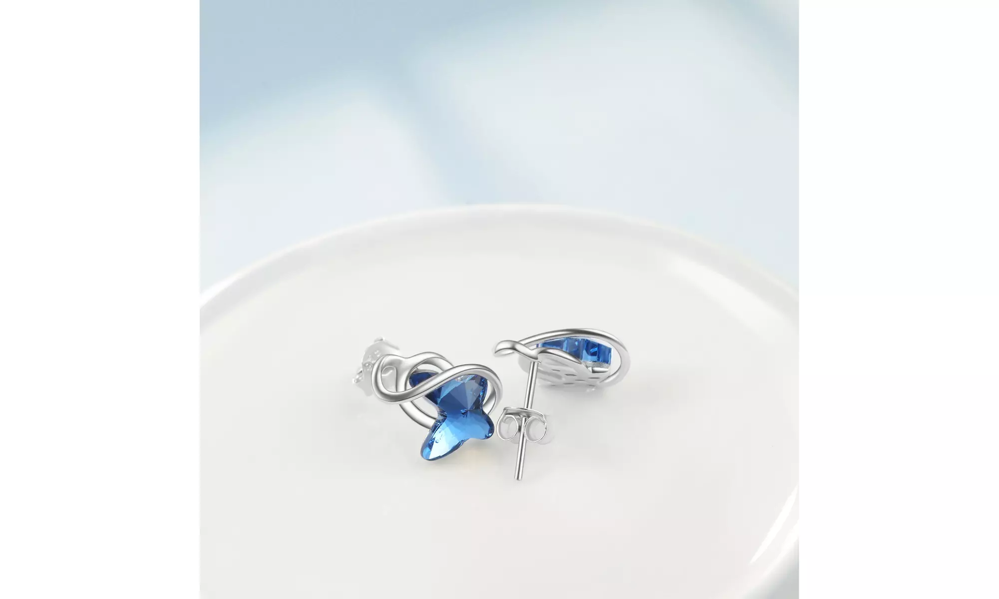 Sterling Silver butterfly Earrings with crystals from Swarovski