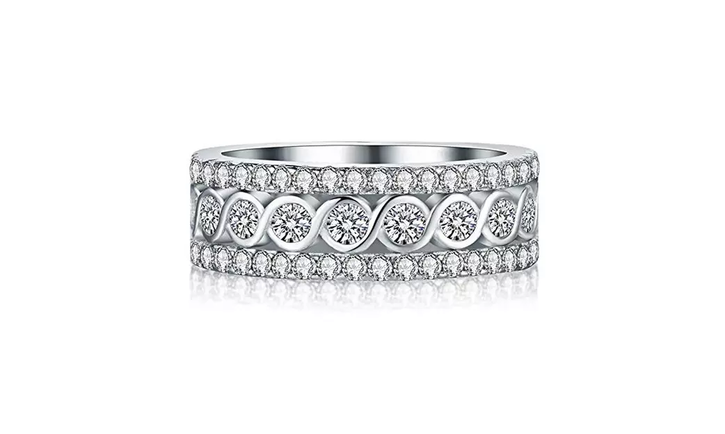 18K White Gold Fancy Eternity Band Made With Crystals From Swarovski - Second Medium