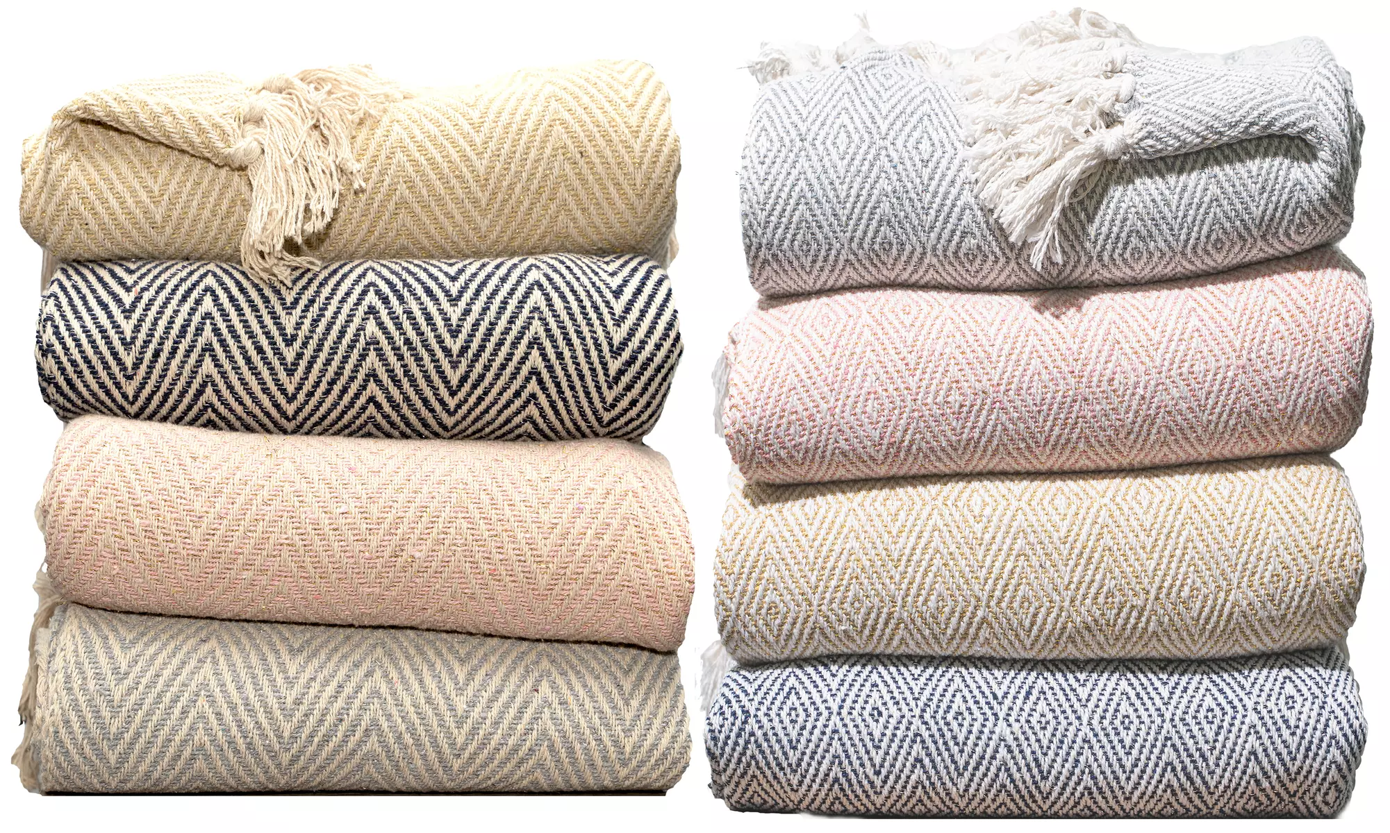100% Cotton Throw Blankets With Tassels - Primary Image