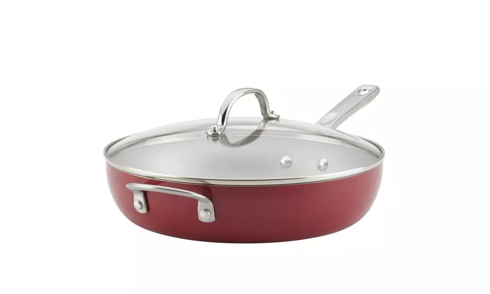 Ayesha Curry Home Collection Enamel Nonstick Cov Deep Skillet w Handle 12in - Primary Image