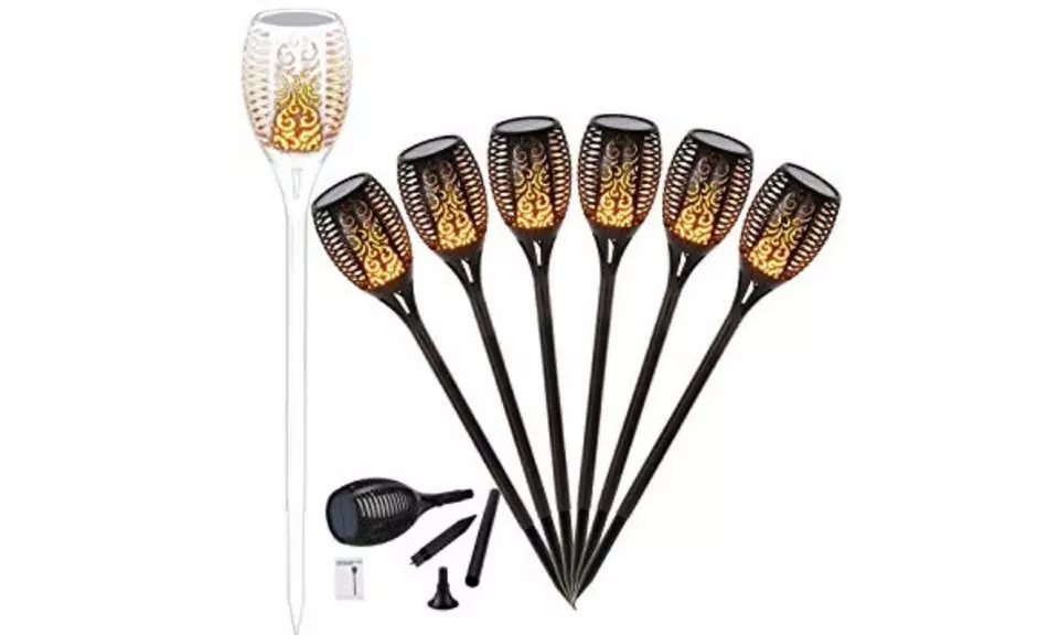 96LED Waterproof Solar Tiki Torch Light Dancing Flickering Flame Lamp - Second Medium