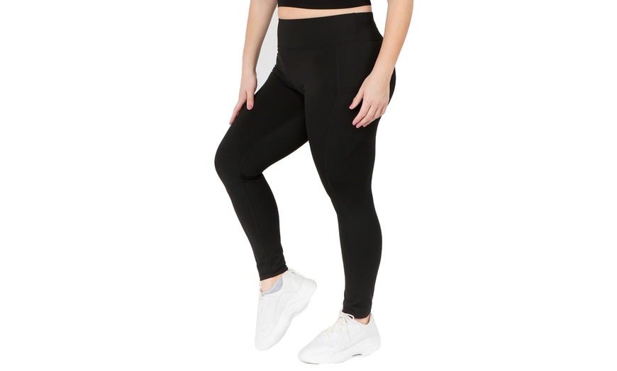Image 5: Women's High Waist Tech Pocket Workout Leggings (Plus Size)