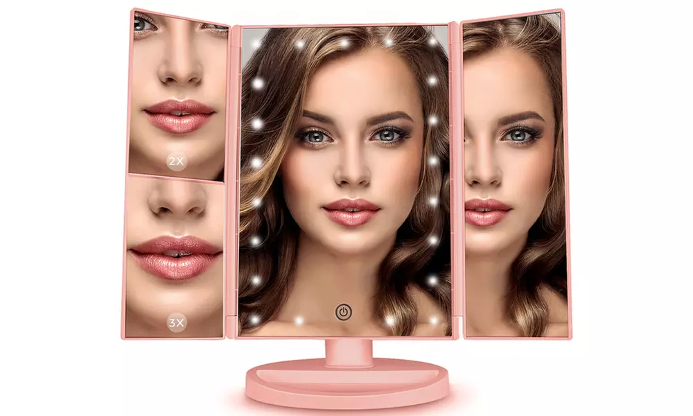 Tri-Fold Makeup Vanity Mirror with 21 Dimmable Touch LED Lights - Second Medium