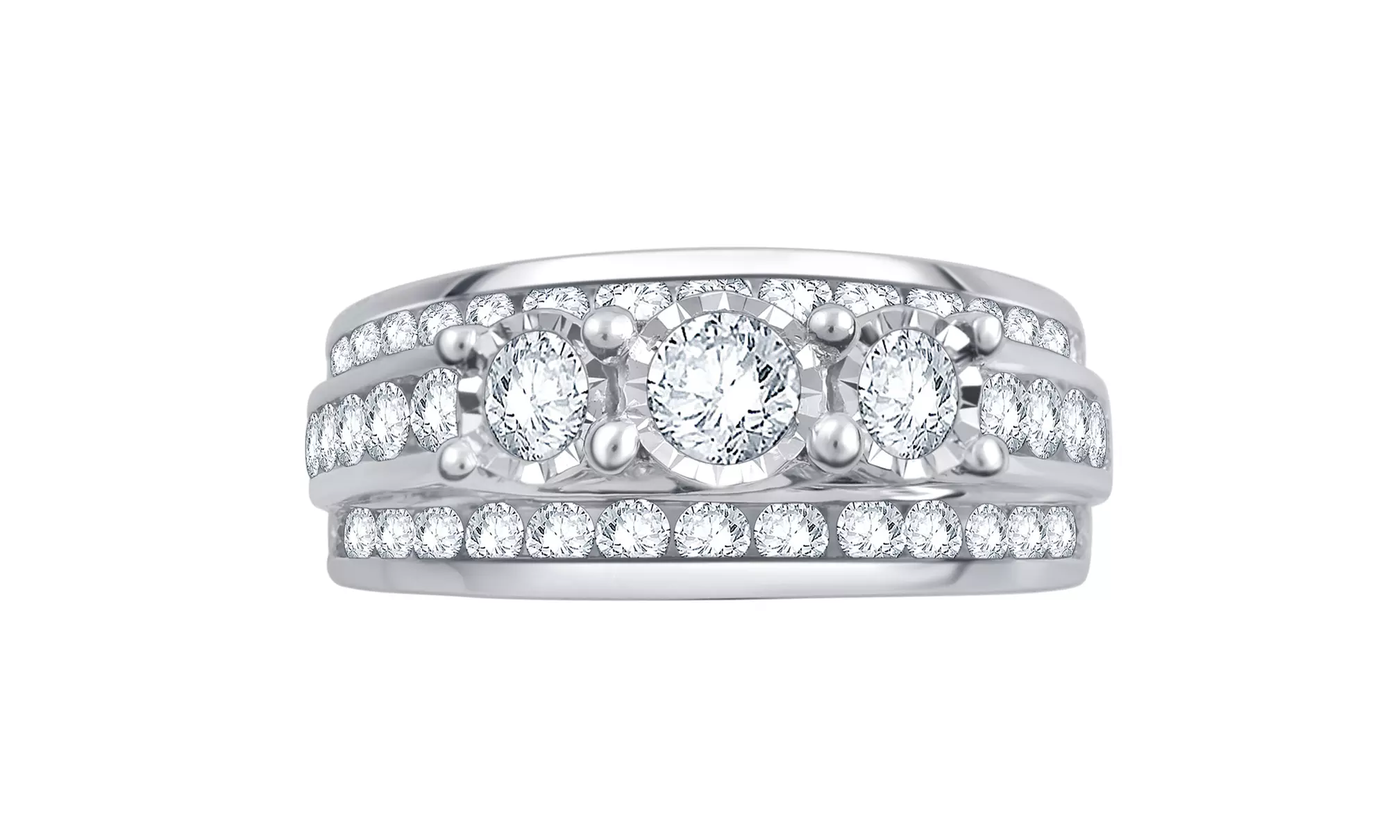 2.0 Cttw Diamond Multi Row Engagement Ring in 10K Gold by Brilliant Diamond - Second Medium