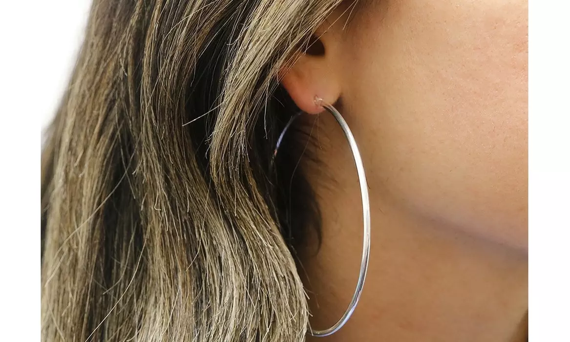 2MM French Lock Hoop 925 Sterling Silver Earrings - 10MM-65MM 