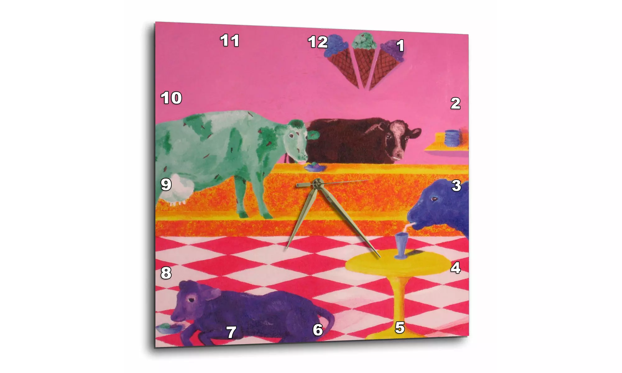  Wall Clock - Colorful Ice Cream Cows for Birthday and Social - Primary Image