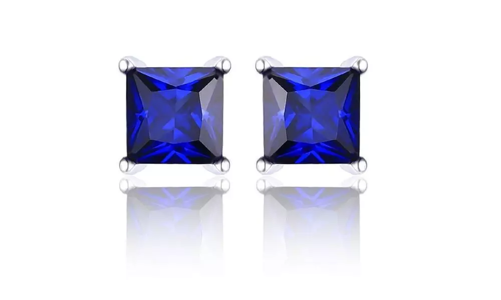 2.00 CTTW Princess Cut Sapphire Studs