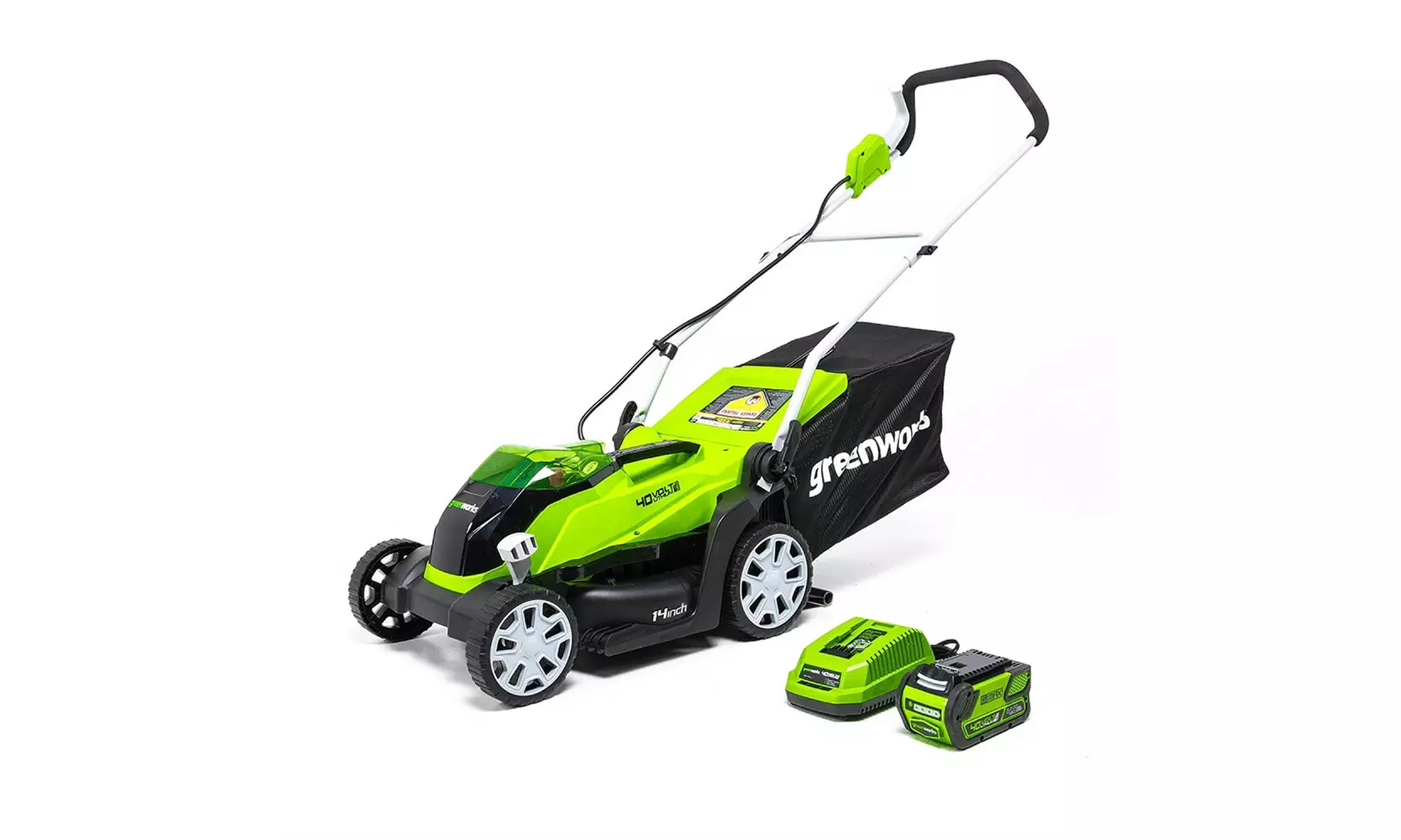 Greenworks 14-Inch 40V Cordless Lawn Mower, 4.0 AH Battery Included MO40B410 - Primary Image