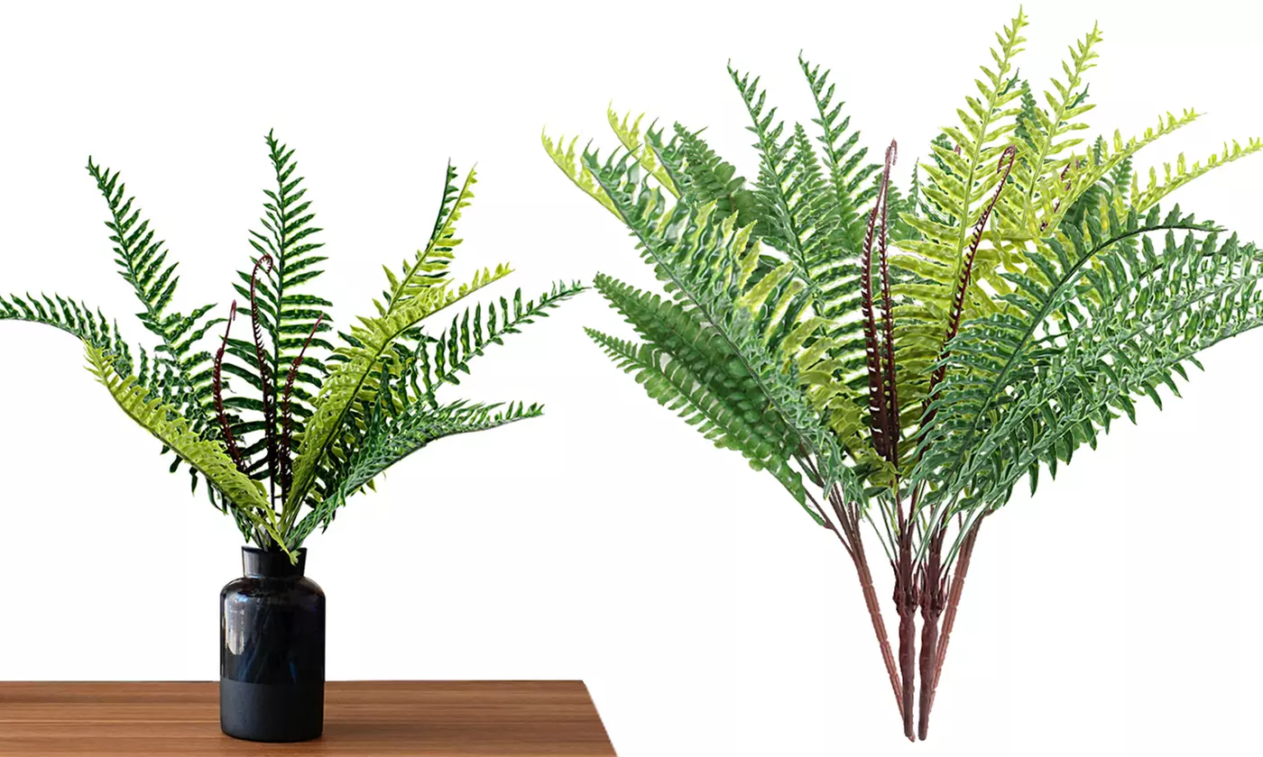 Artificial Boston Fern Plants Bushes  Faux Plants Shrubs Greenery UV Resistant - Primary Image