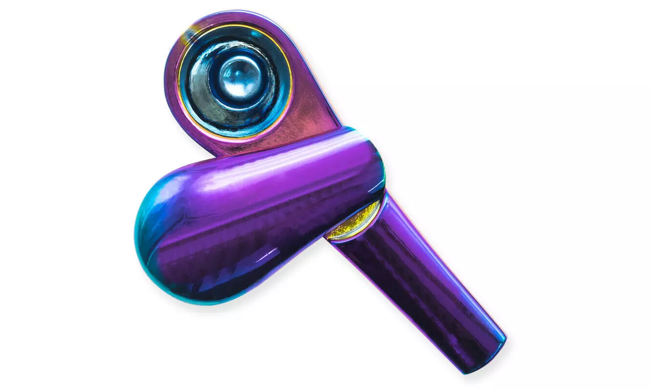 Rainbow Titanium Metal Spoon Smoking Pipe Portable Magnetic Lip Tobacco - Primary Image