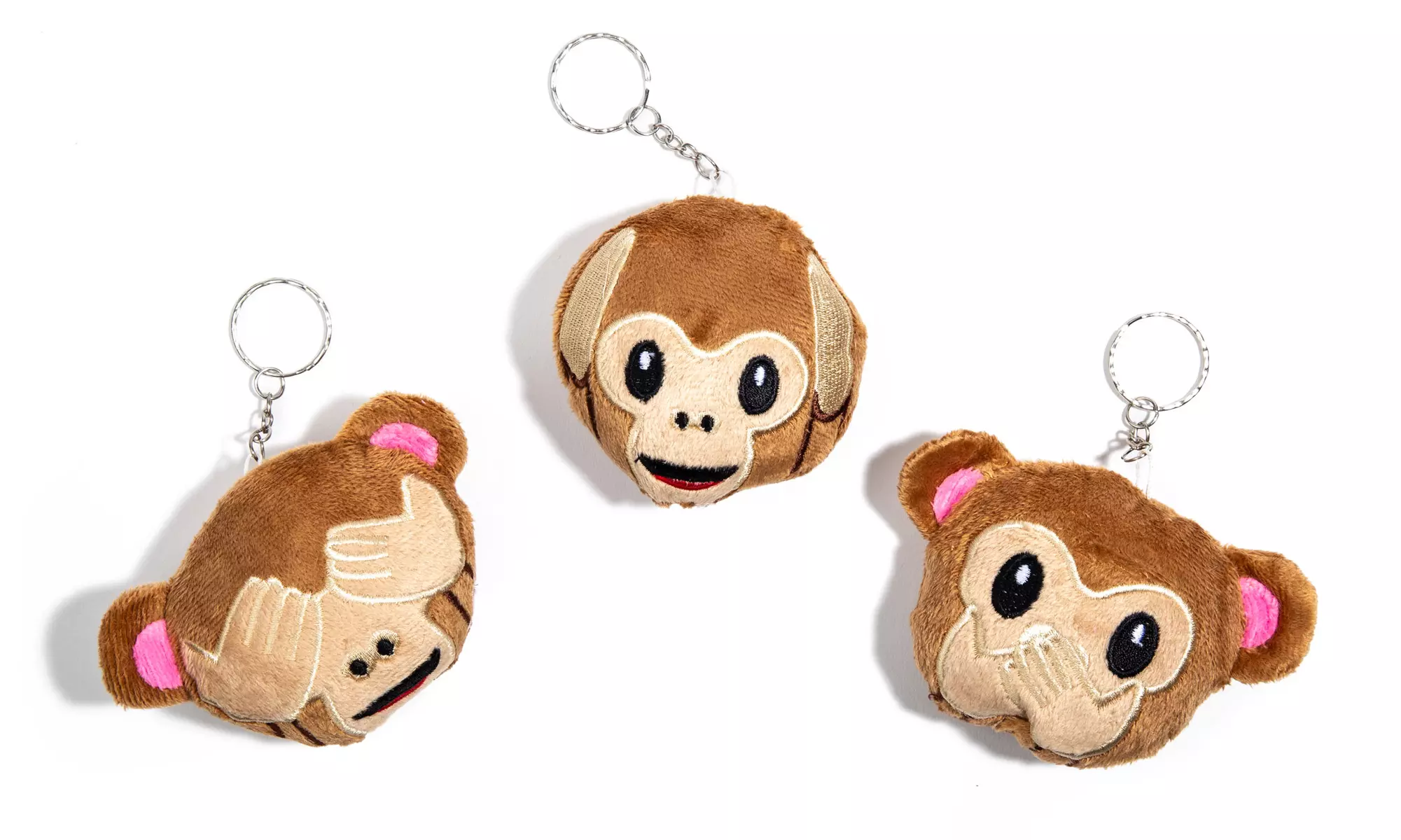Monkey Emoji 3pc Keychain Set - Primary Image