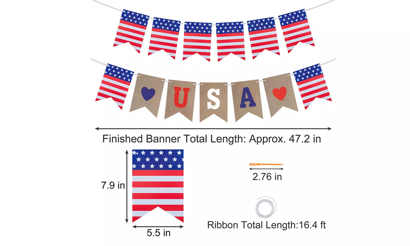 USA Star Flag Banner Bunting Patriotic 4th of July Decorations Party Supplies