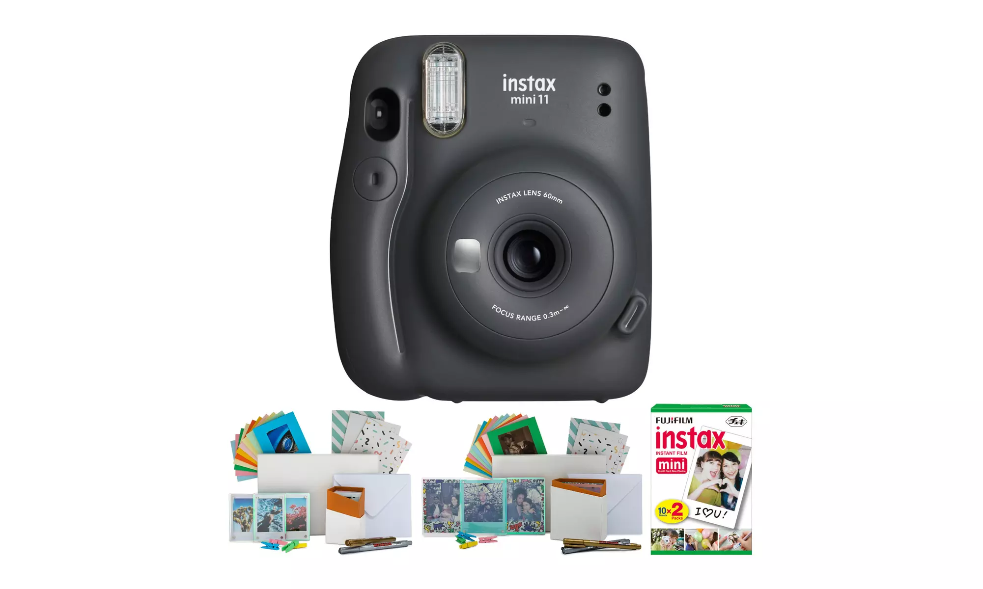 Fujifilm instax Mini 11 Instant Camera (Charcoal Gray) Film Bundle - Primary Image
