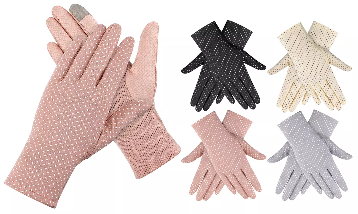 2 Pairs Women UV Protection Sunblock Gloves Touchscreen Summer Driving Gloves