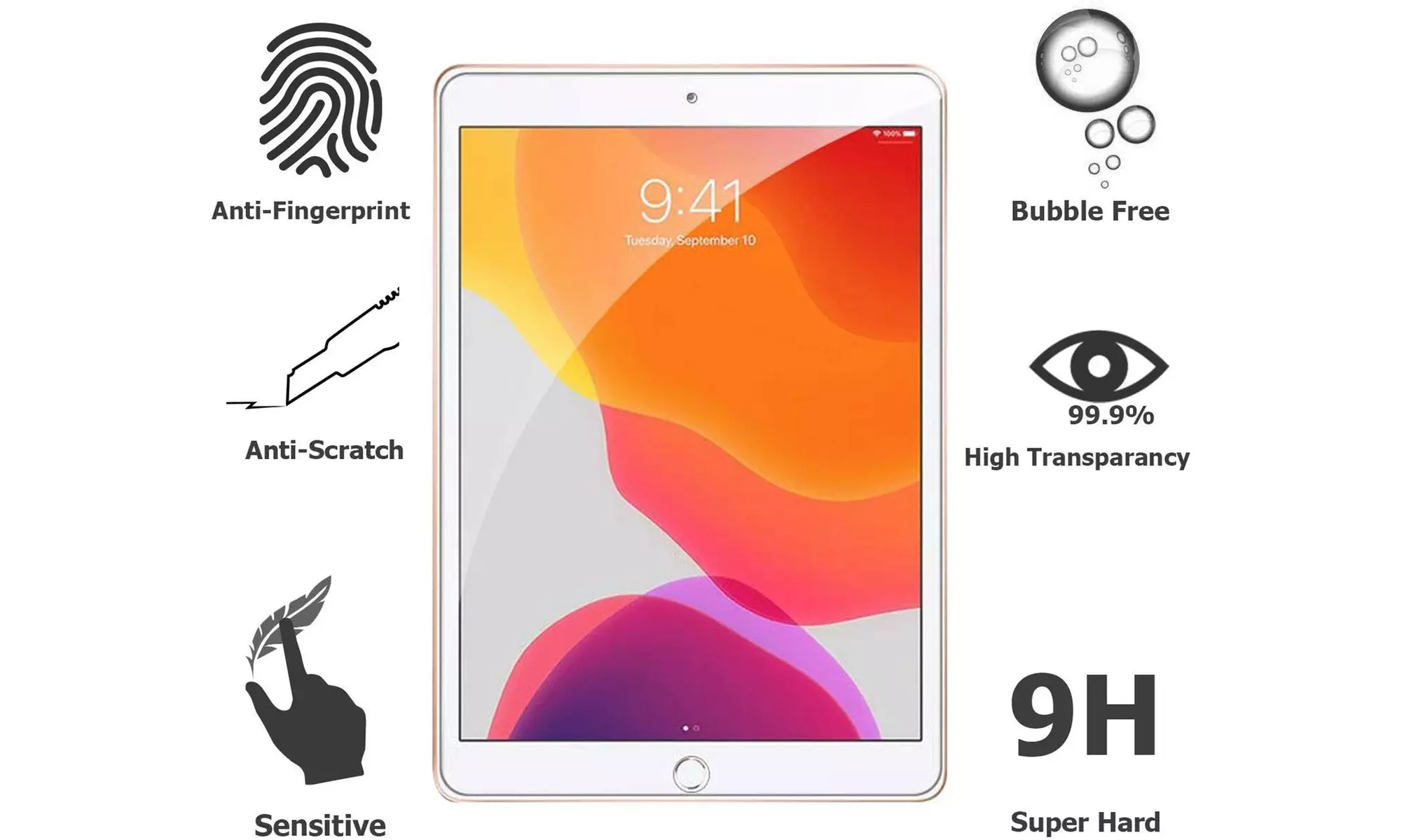(2 Pack) Tempered Glass Screen Protector for Apple iPad 10.2 Released in 2019