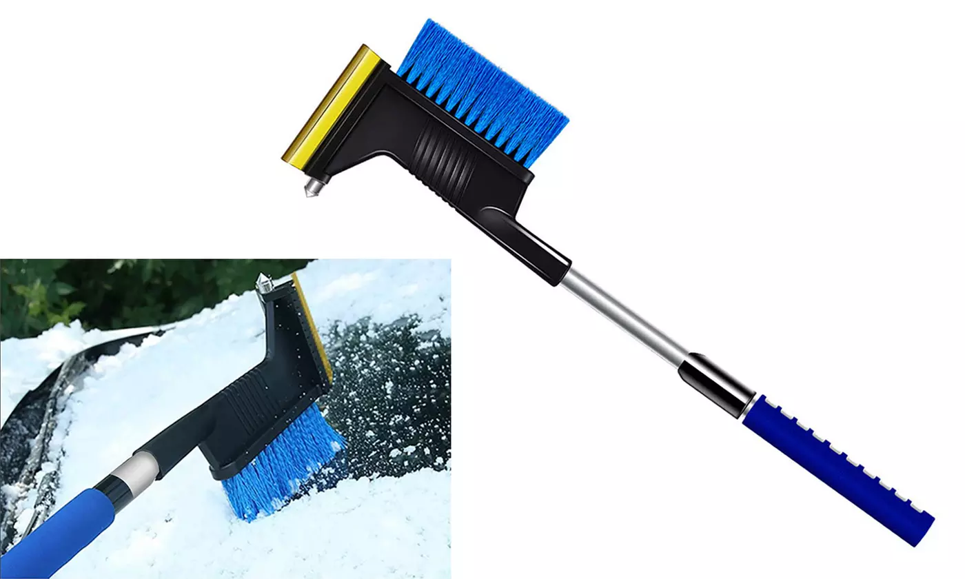 3in1 Extendable Car Snow Brush Ice Scraper for Car Windshield  Snow Removal - Primary Image