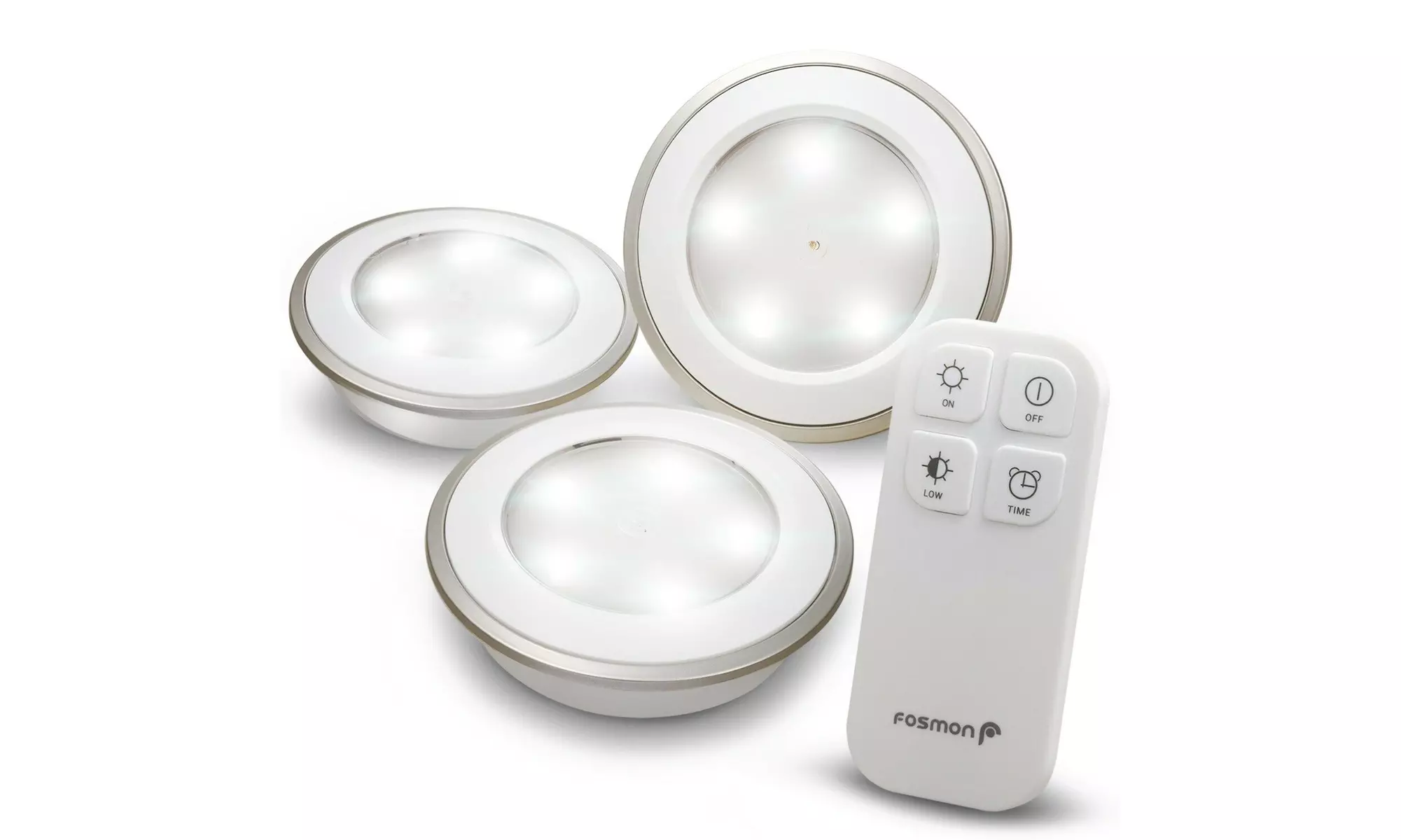 Wireless Stick On Puck LED Tap Light Bright Remote Battery Under Cabinet Closet - Primary Image