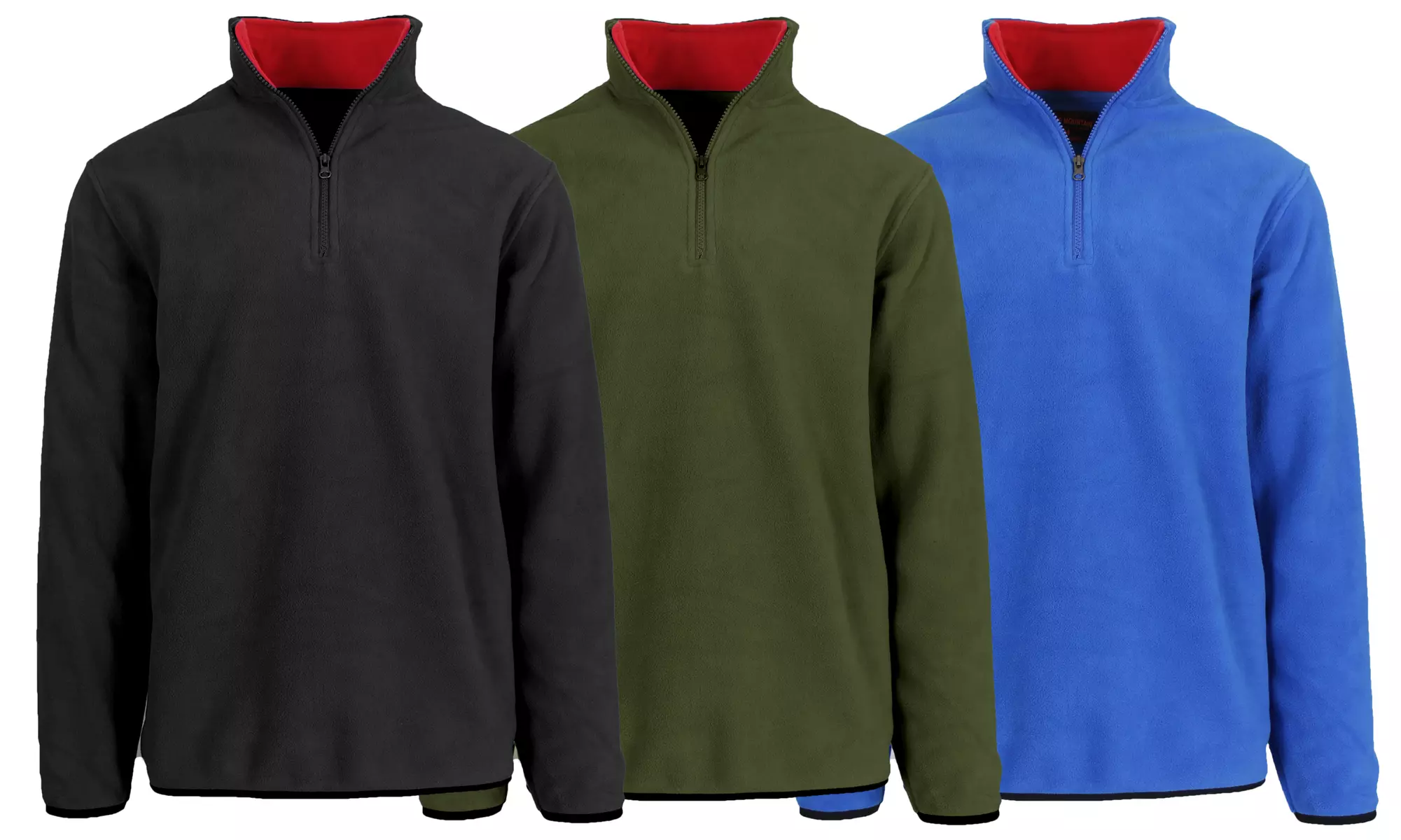 3-Pack Men's Polar Fleece Pullover Quarter Zip Sweater (Sizes, S-XL)