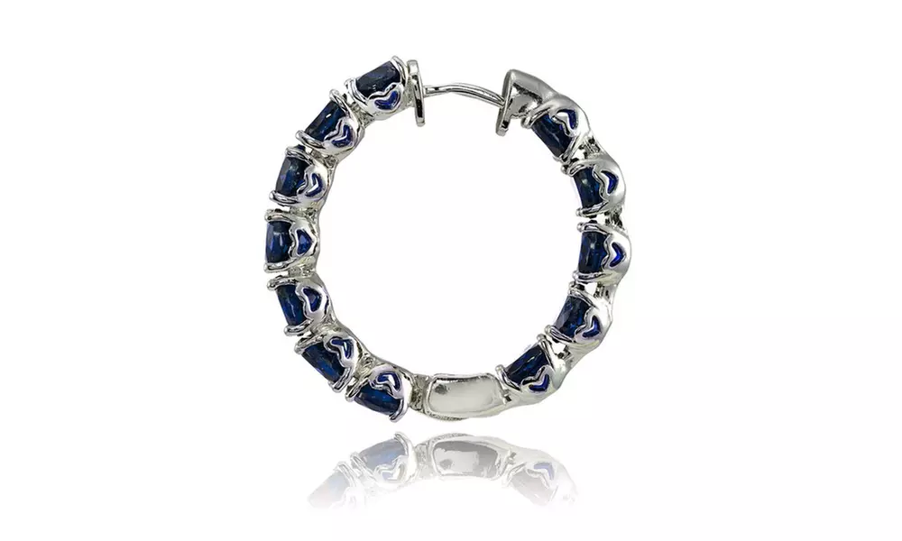 Sterling Silver Created Sapphire 5mm Hoop Earrings
