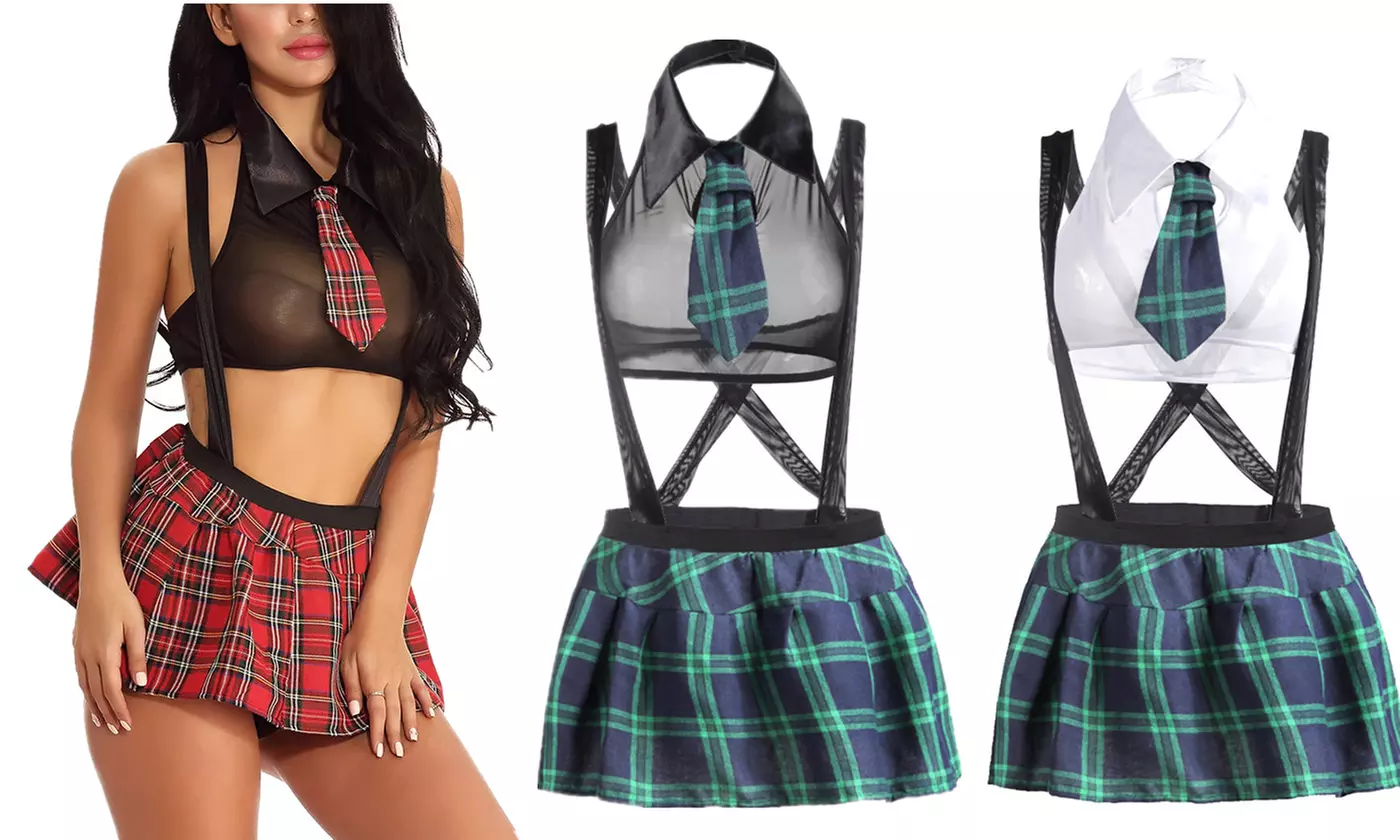 LESIES Women School Girl Lingerie Costume Lingerie Set Sexy Outfits - Primary Image