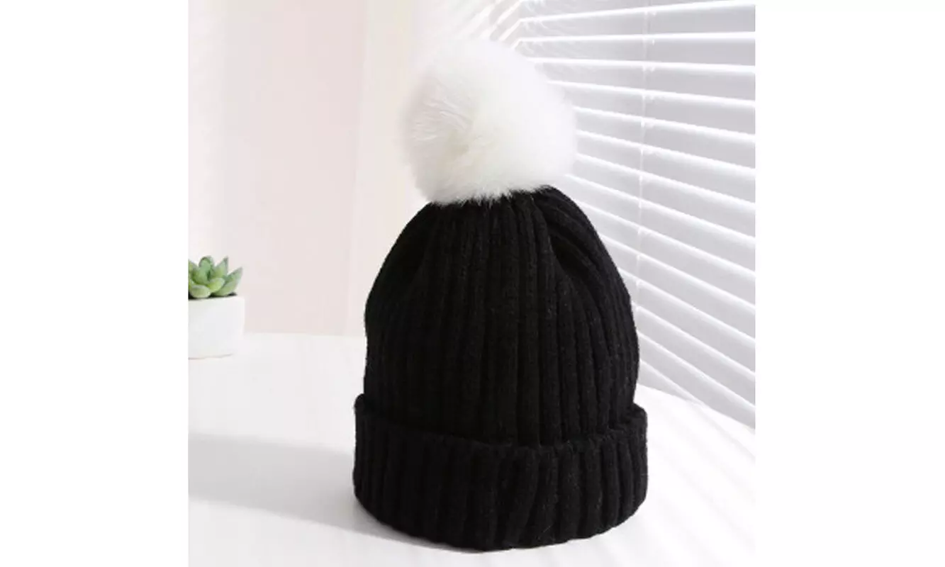 Warm Winter Knitted Beanie Fur Hat Crochet Ski Cap Gift - Second Medium