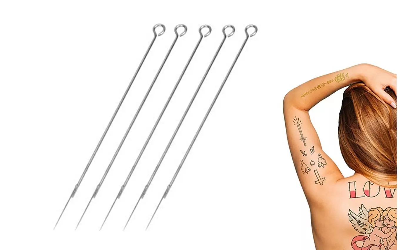 50 Pcs Piercing Tattoo Needles Sterile Disposable Body Makeup Puncture Needle - Primary Image