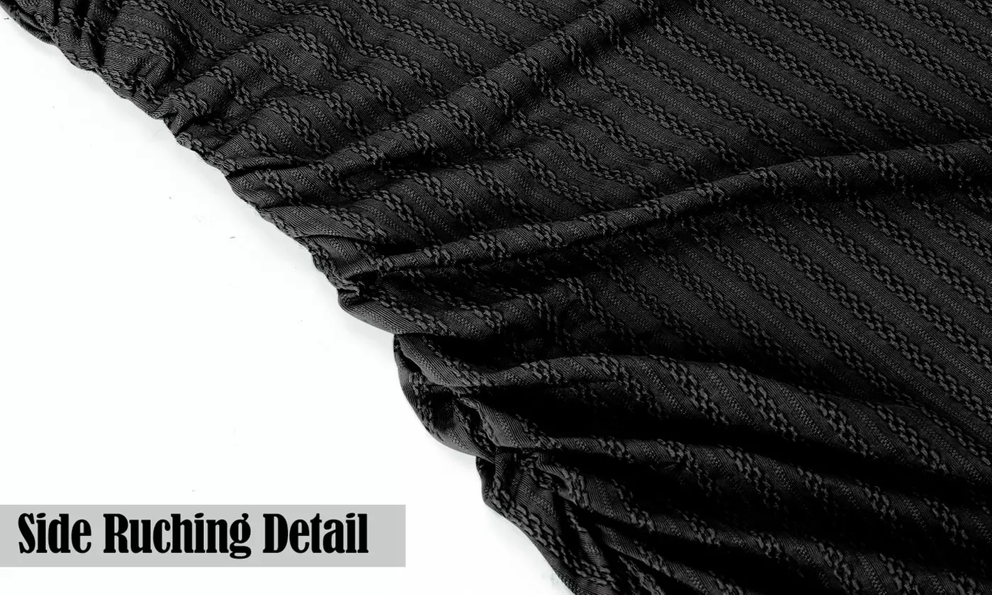 Women's Solid Rib-Knit Mock Turtle Neck Short Sleeve Bodycon Dress