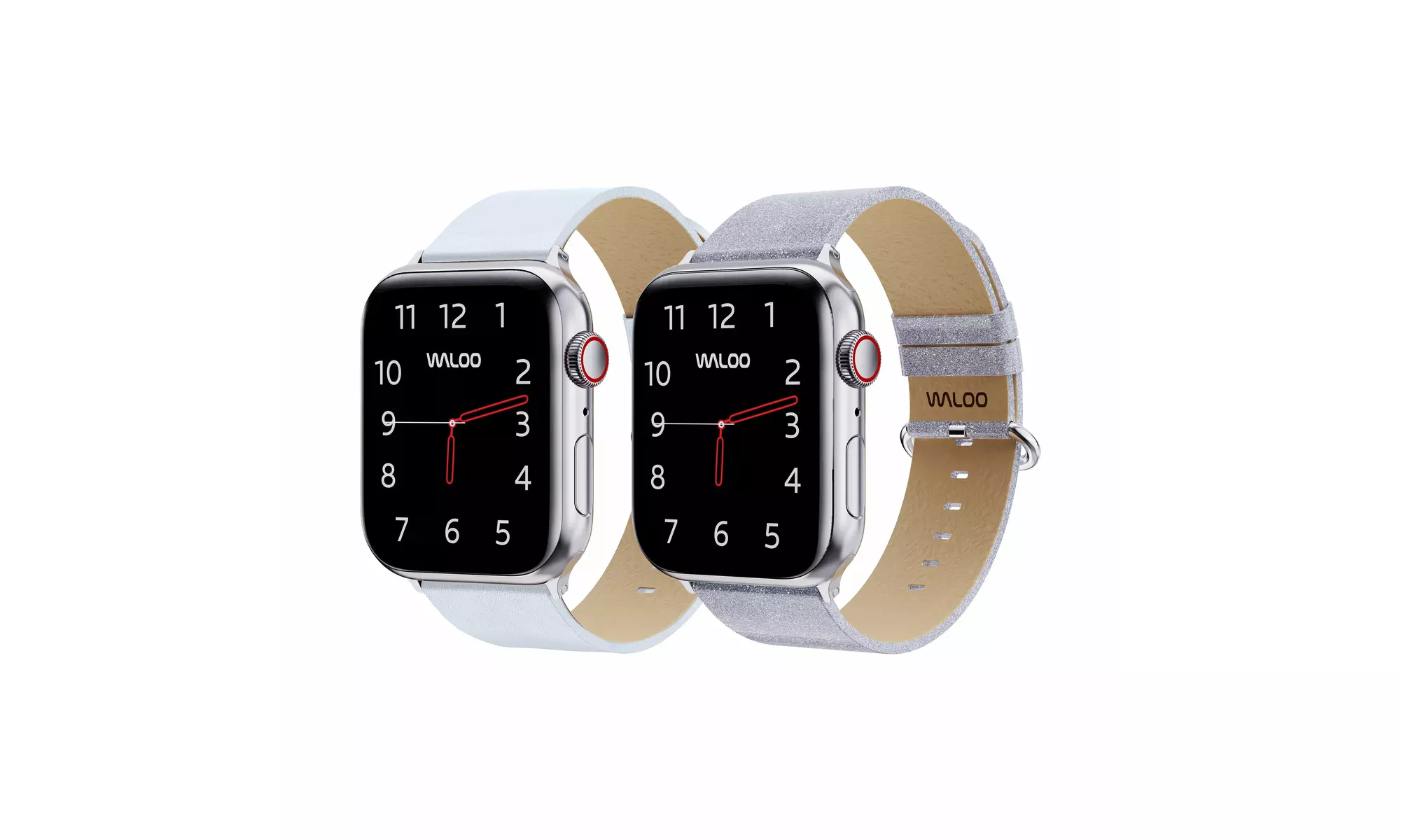 Waloo 2-Pack Leather Grain and Shiny Brilliance Apple Watch Bands