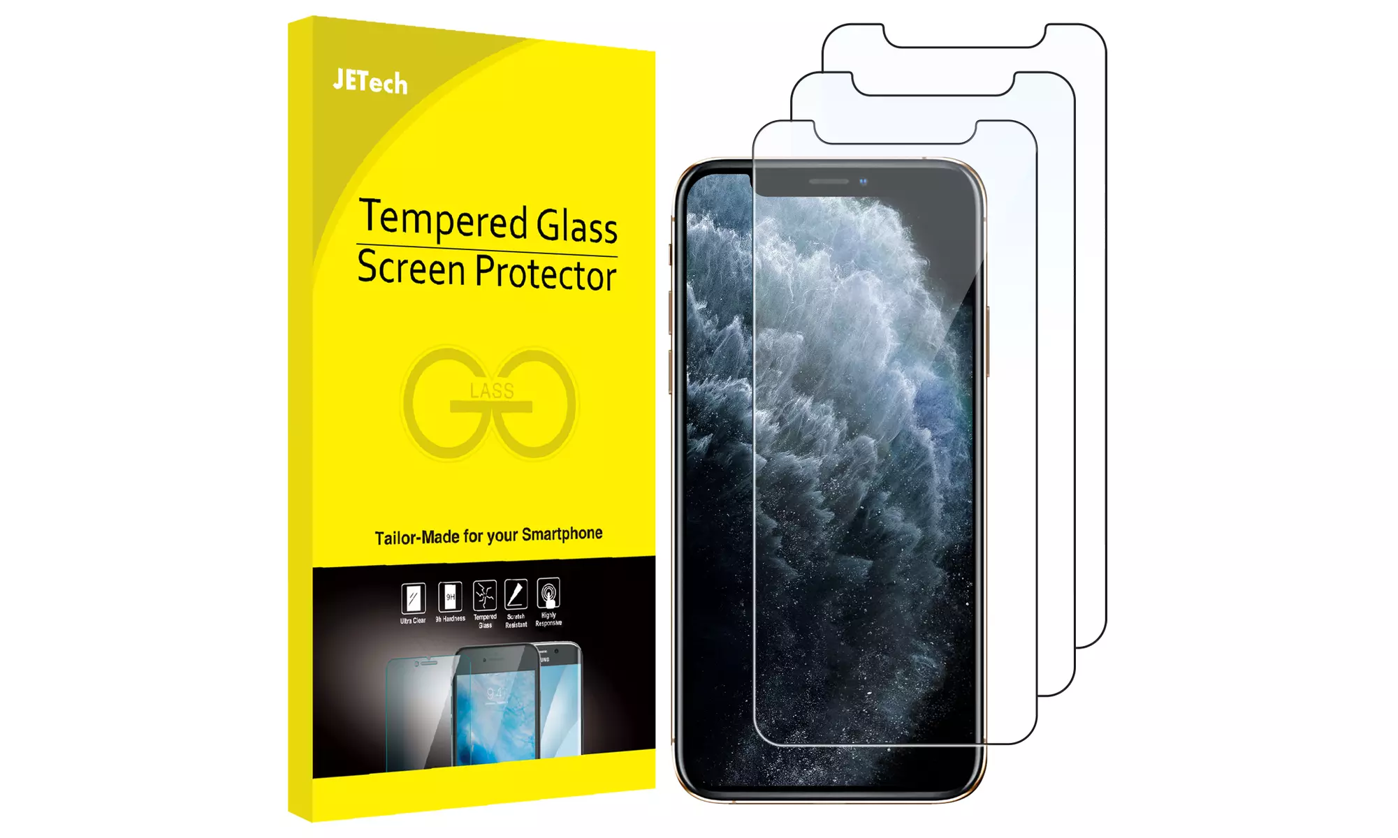 Screen Protector for iPhone X/XR/XS/XS Max, 11/12/13, Mini, Pro, Pro Max, 3-Pack