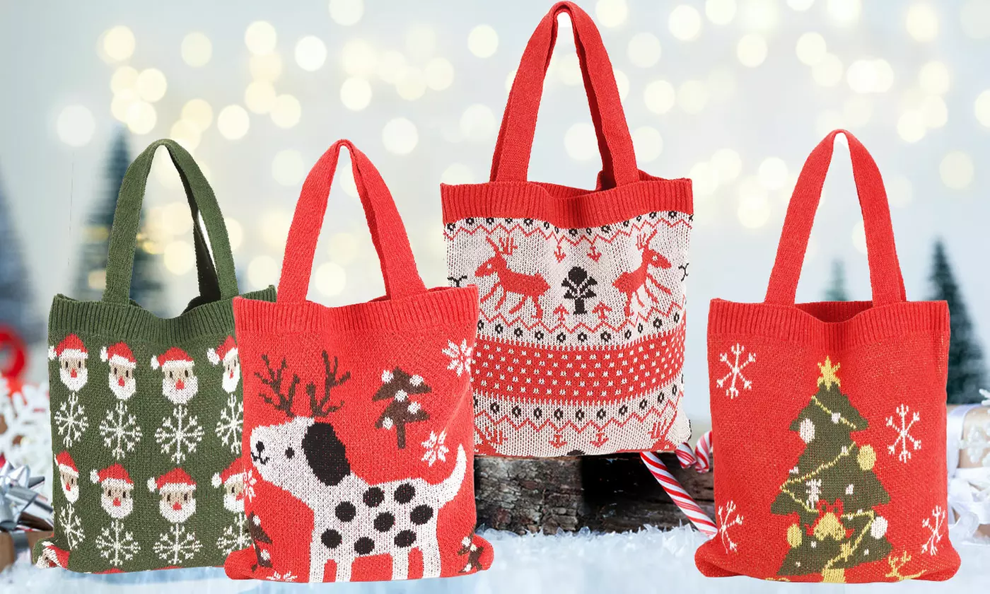 Women's Large Capacity Knitted Christmas Tote Bag