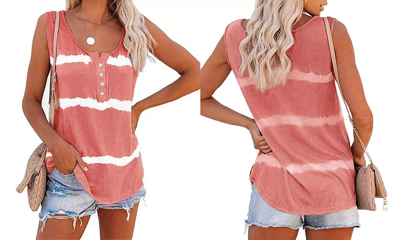Womens Tank Tops Summer Sleeveless Tunic Tops Casual Button Down Blouse Tshirts