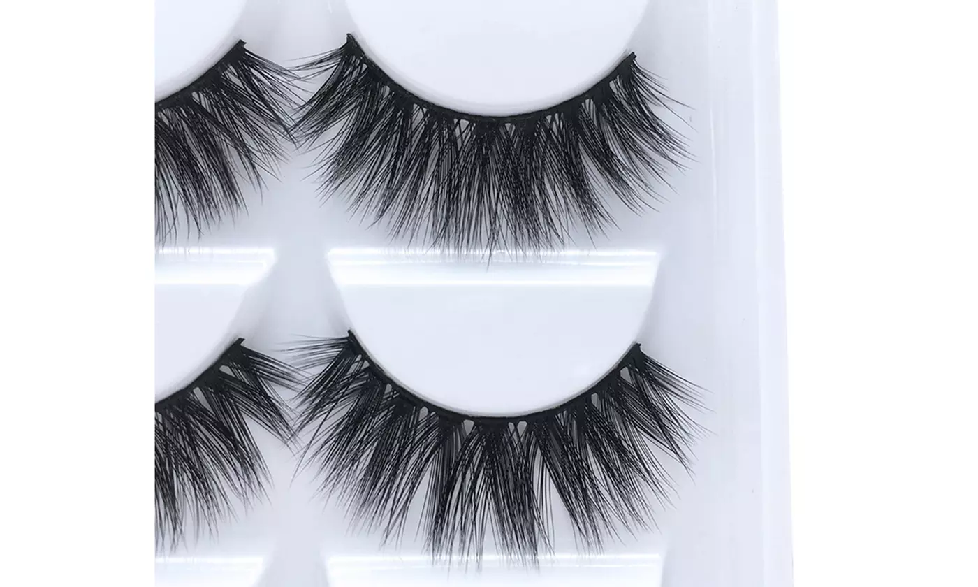 Pack of 5 Pairs 3D Mink Fur False Eyelashes Full Strips Thick Cross Long Lashes