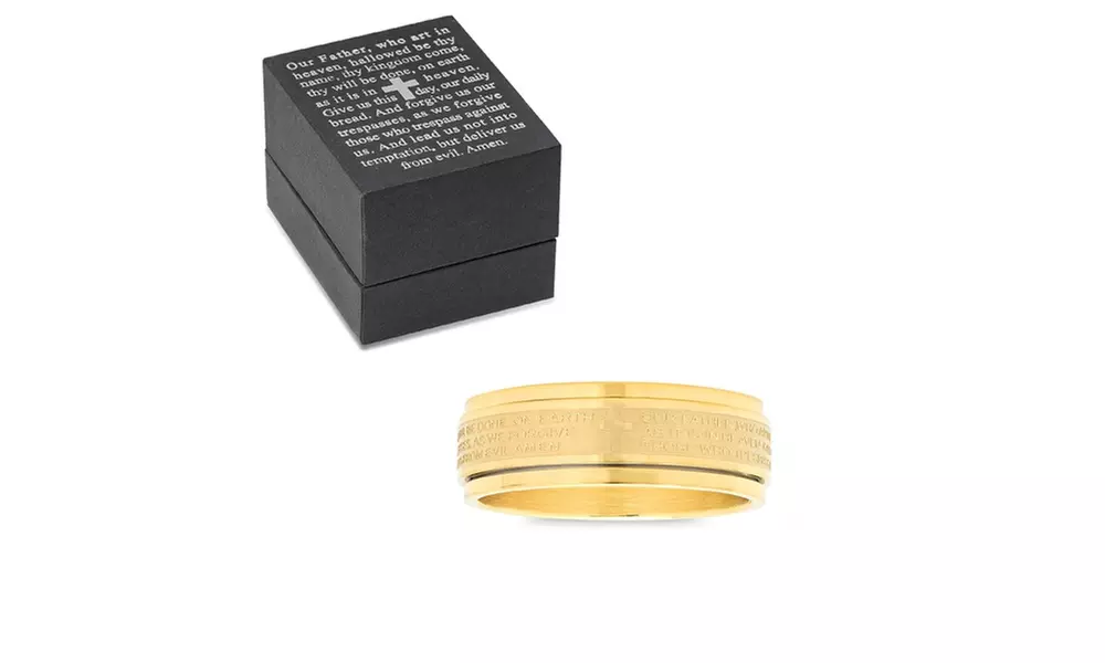 Stainless Steel Our Father Prayer Band Ring
