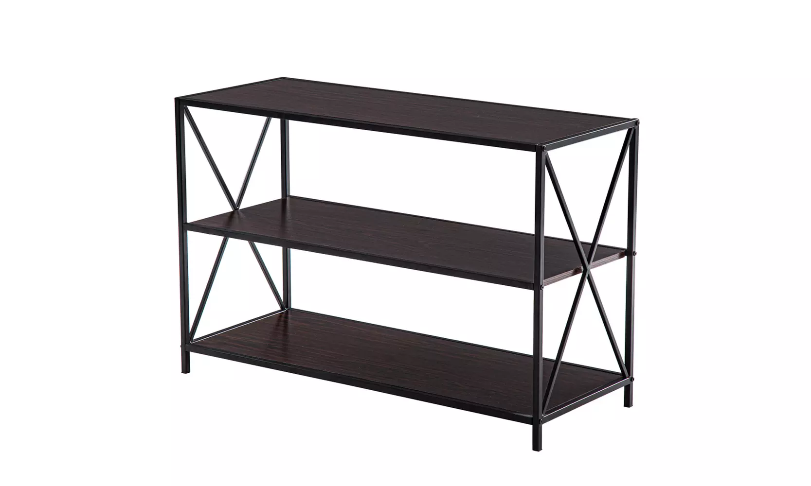 Three-Layer Console Table Side Crossing Porch Table Black Walnut Color - Primary Image