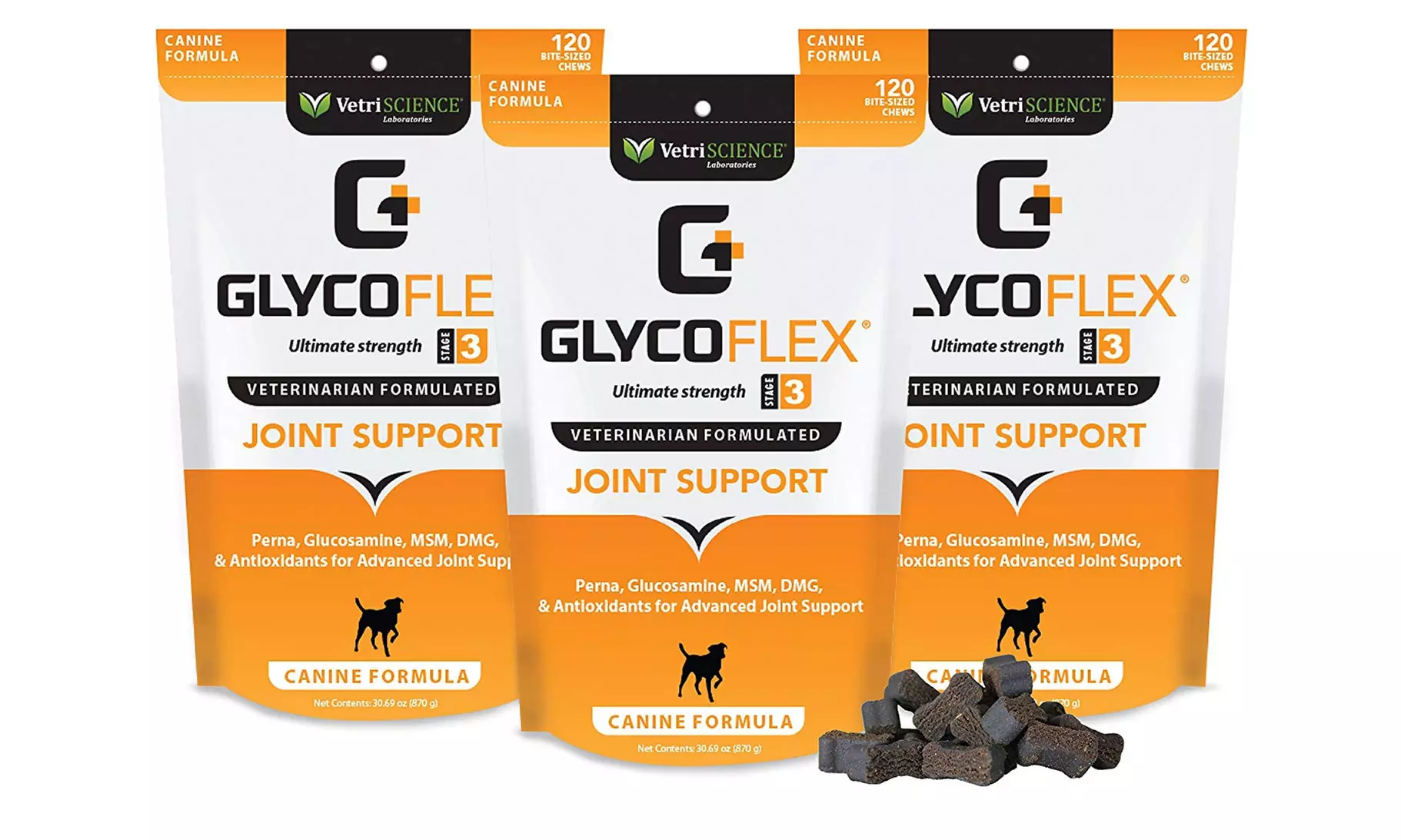 GlycoFlex 3, Hip and Joint Support for Dogs, 120 Bite Size Chews, 3-Pack  - Primary Image