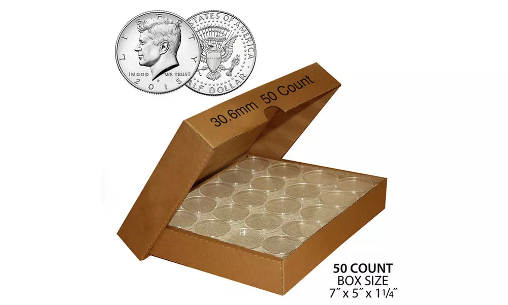 Coin Capsule Holders Direct-Fit Airtight - Quantity 50 with BOX - All Sizes