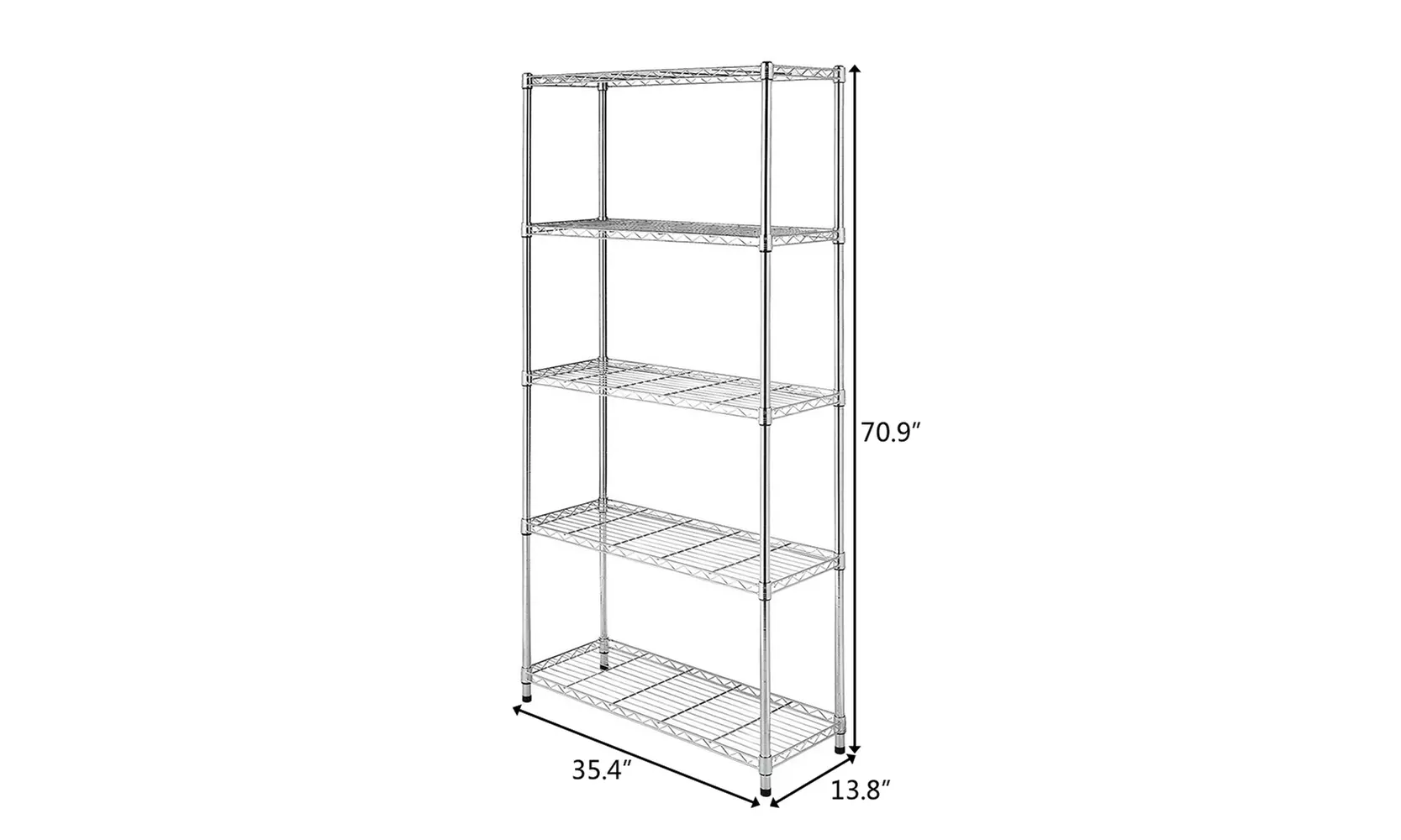 3/4/5-Tier Commercial Chrome Shelving Rack Adjustable Shelf Storage