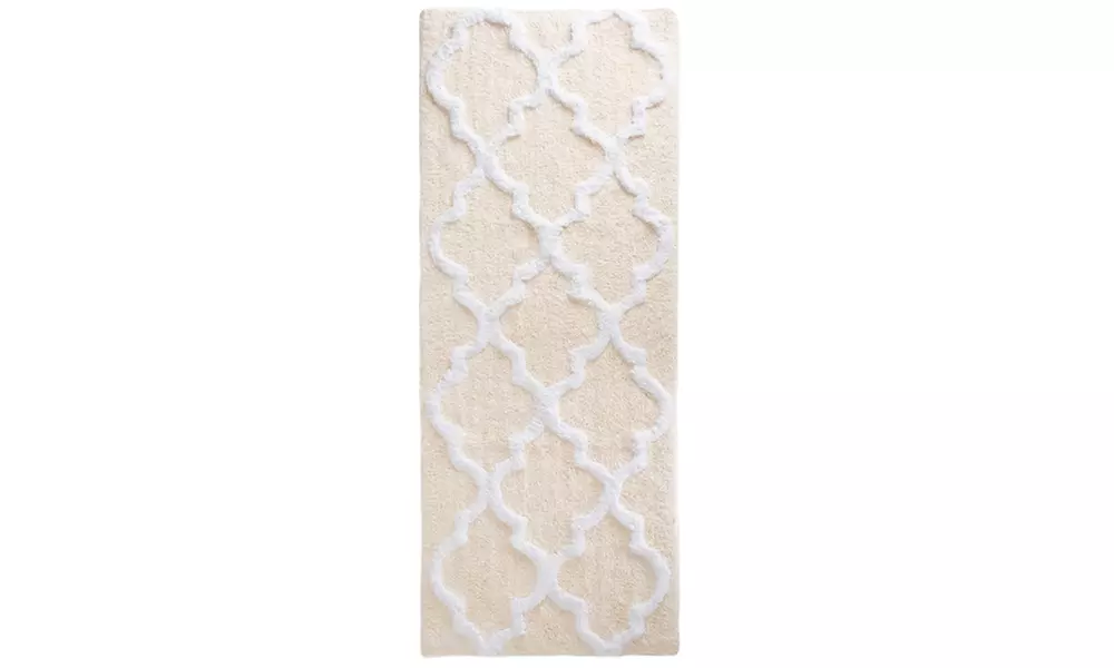Oversized Lavish Home 100% Cotton Trellis Bathroom Mat (24" by 60")
