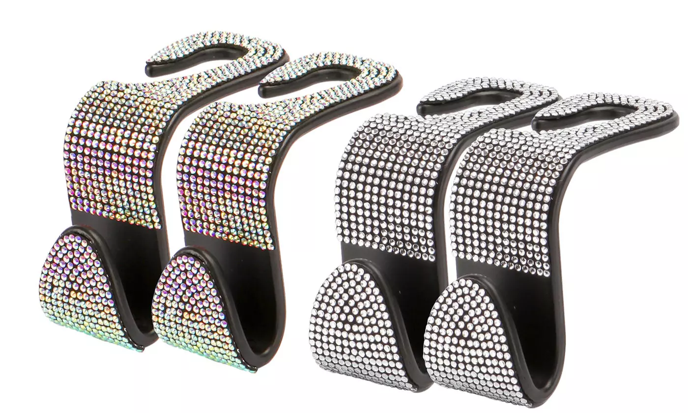 4 Pack Bling Rhinestone Diamond Car Seat Hanger Back Seat Organizer Car Hooks - Primary Image