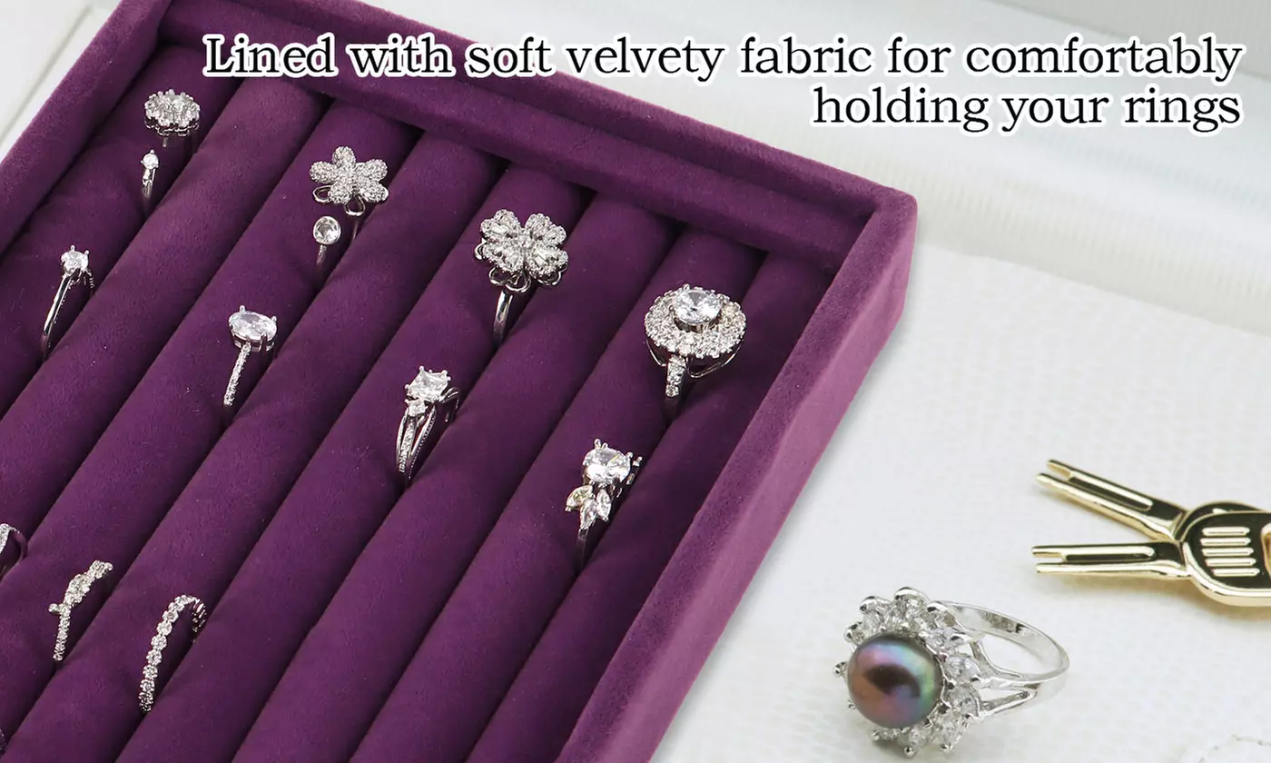 7 Slot Velvet Jewelry Organizer Tray (Multiple Options) 