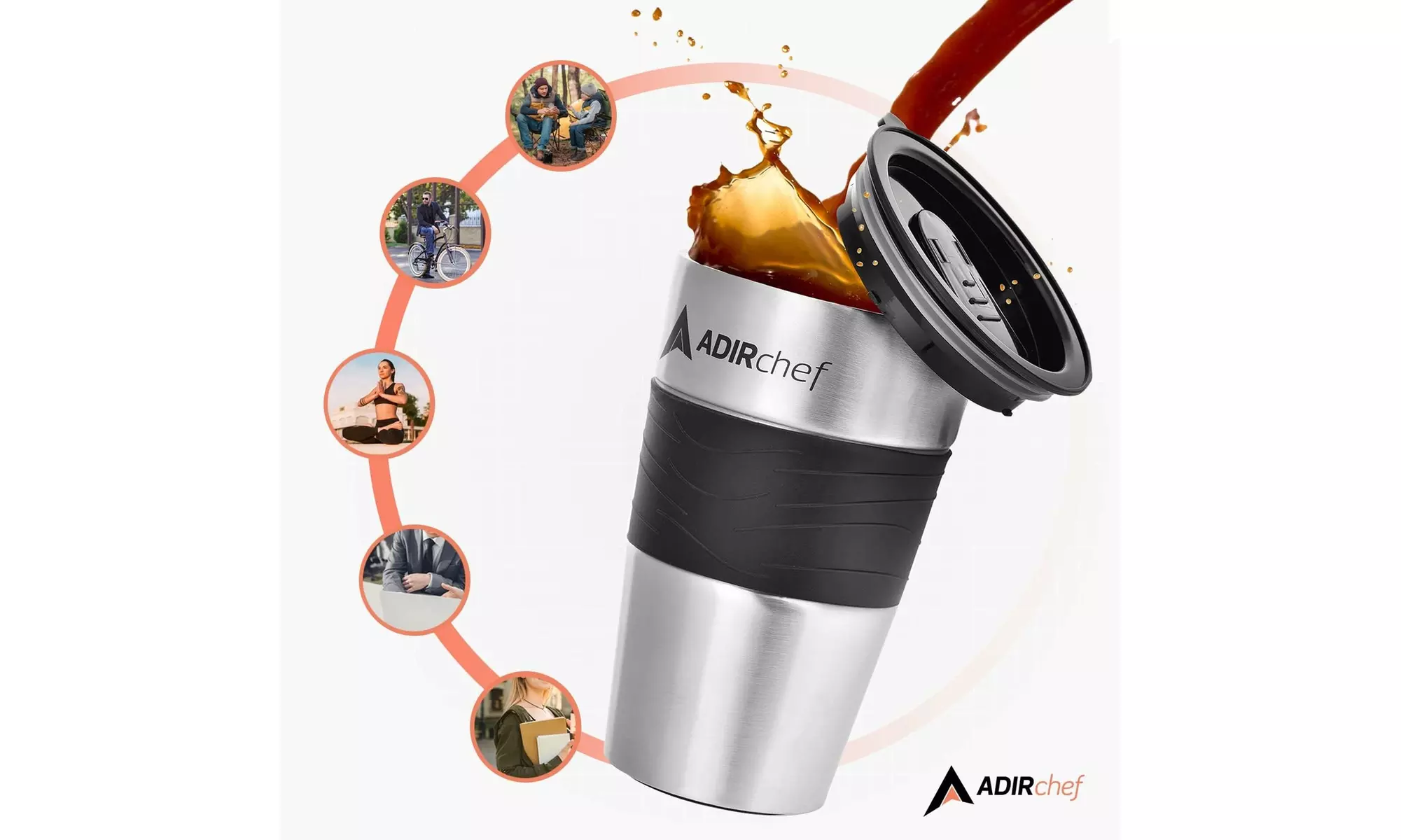 AdirChef Travel Coffee Mug 15 Oz 
