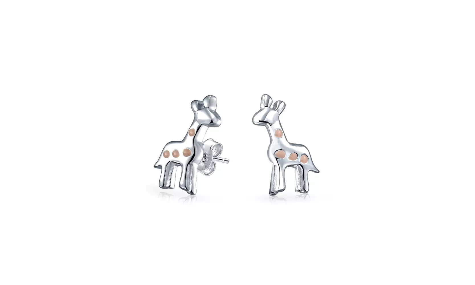 Small Pink Zoo Animal Giraffe Stud Earrings Women 925 Sterling Silver - Primary Image