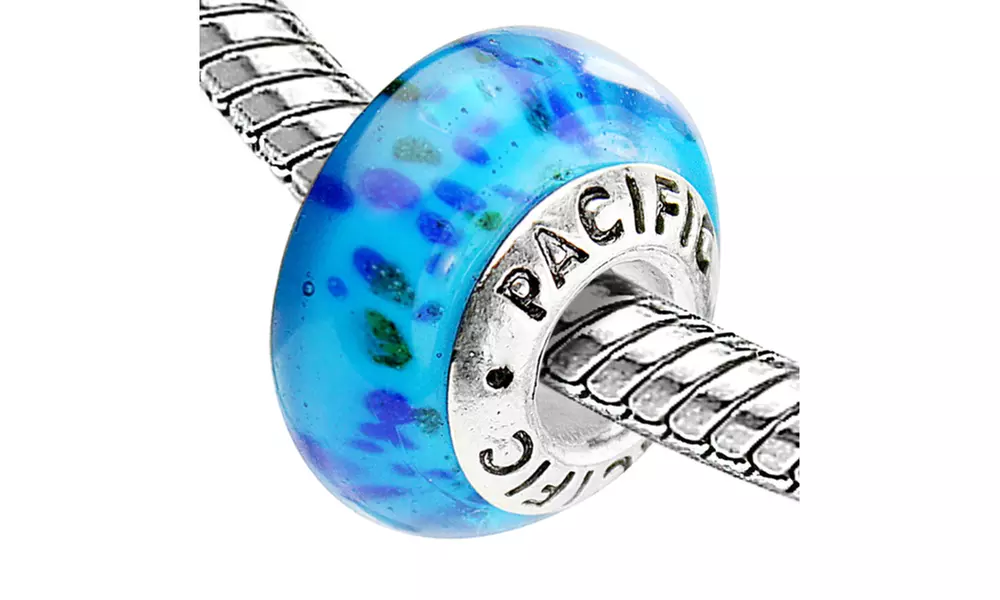 Sterling Silver 'Ari's Aquarium' Murano-style Glass Bead - Primary Image