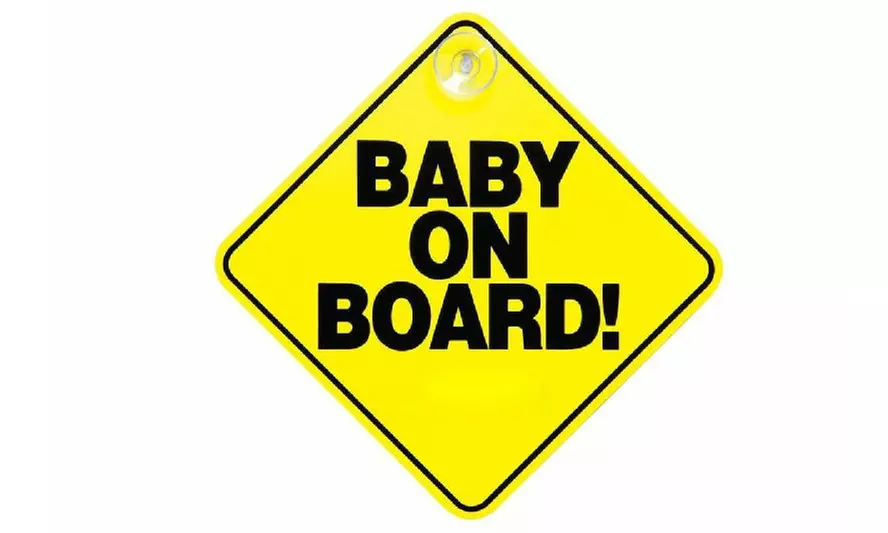 Baby On Board Sign Suction Baby Safety Shape Yellow Indispensable Car Accessory - Primary Image