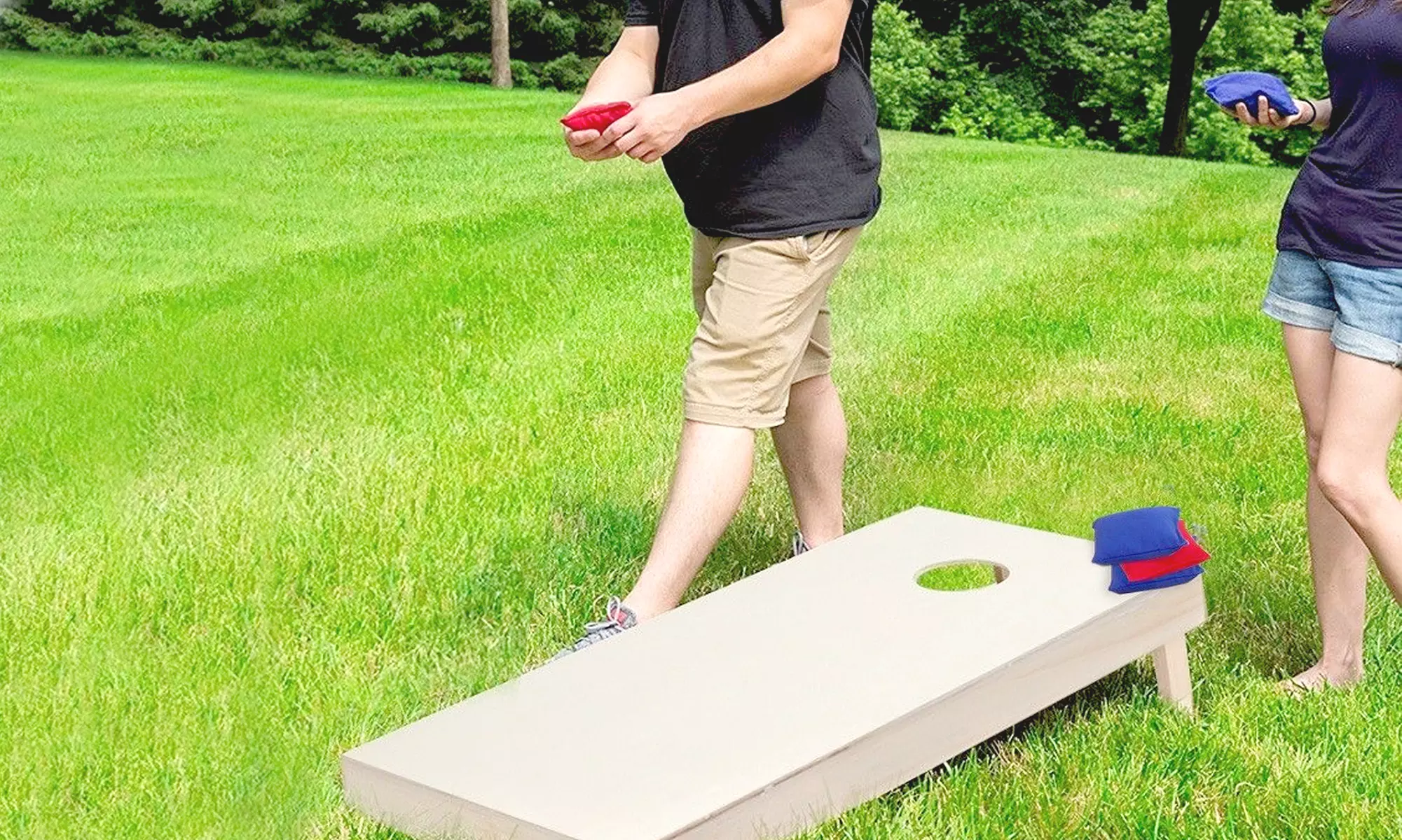 ZENY 3'x2' Wood Cornhole Boards Tailgate Game w/ 8 Premium All-Weather Bean Bags - Second Medium