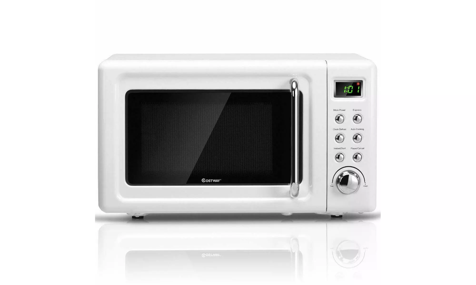 Costway 0.7Cu.ft Retro Microwave Oven 700W LED Display Glass Turntable 3color - Primary Image