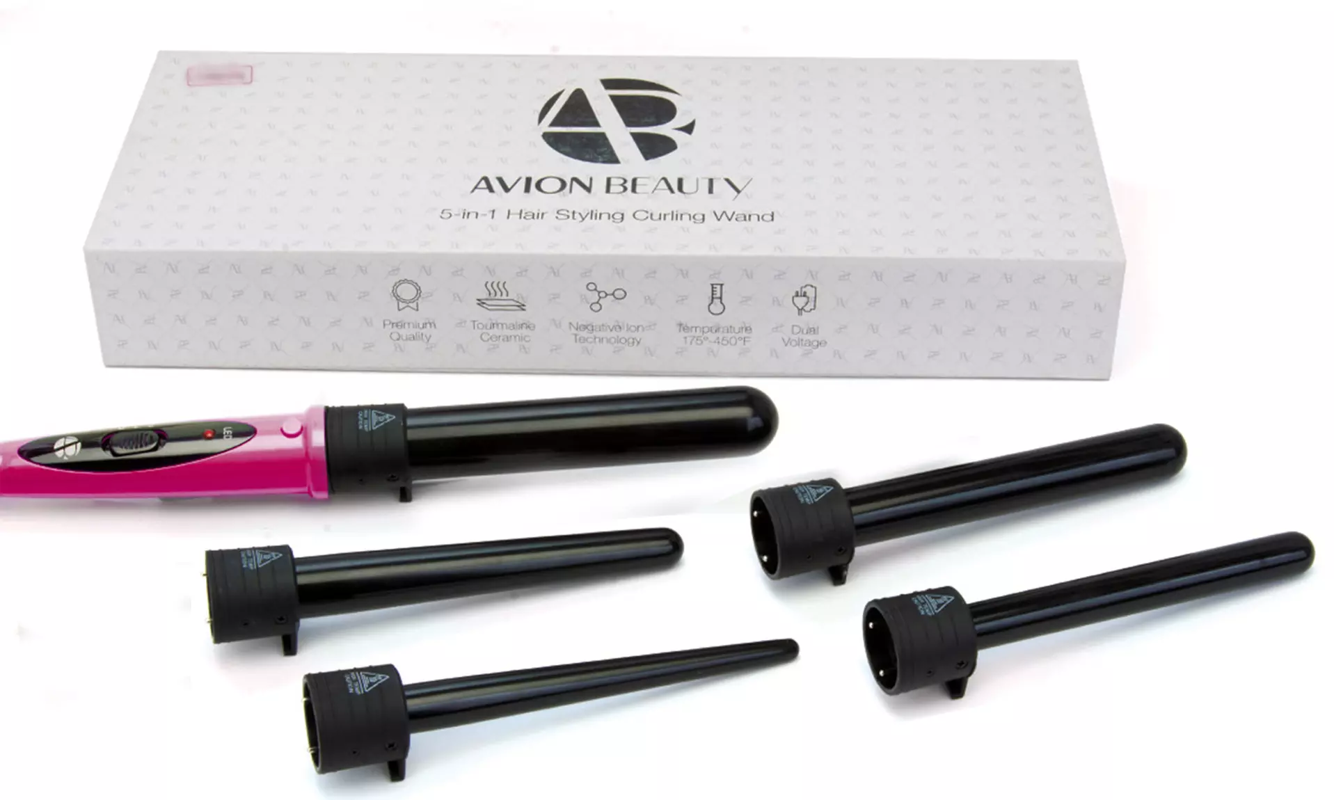 Avion Beauty Curling Wand/Hair Straightening Iron with 5 Interchangeable Barrels - Second Medium