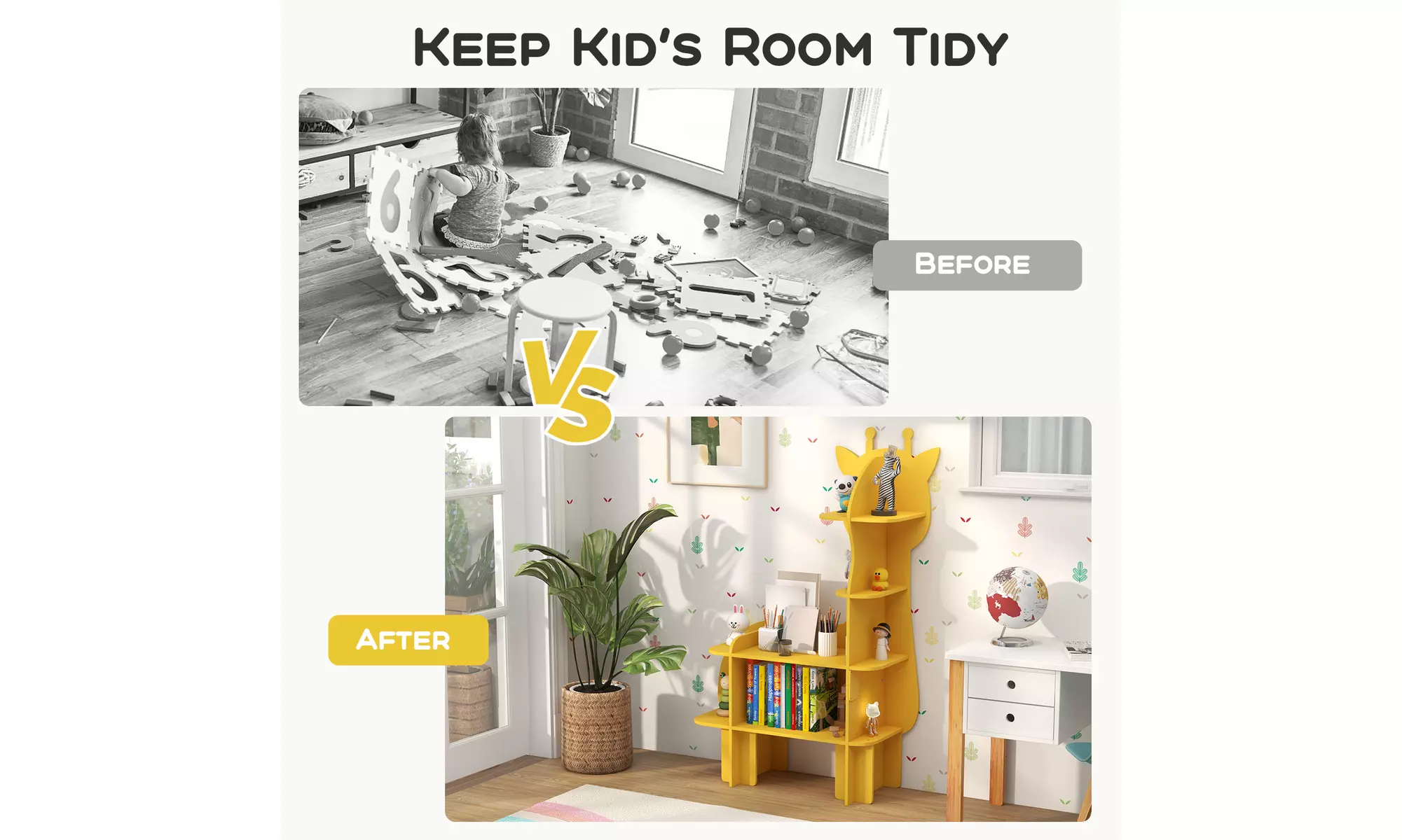 Costway Animal Bookcase for Kids 2/3/4-Tier Toy Storage Organizer Open Shelves