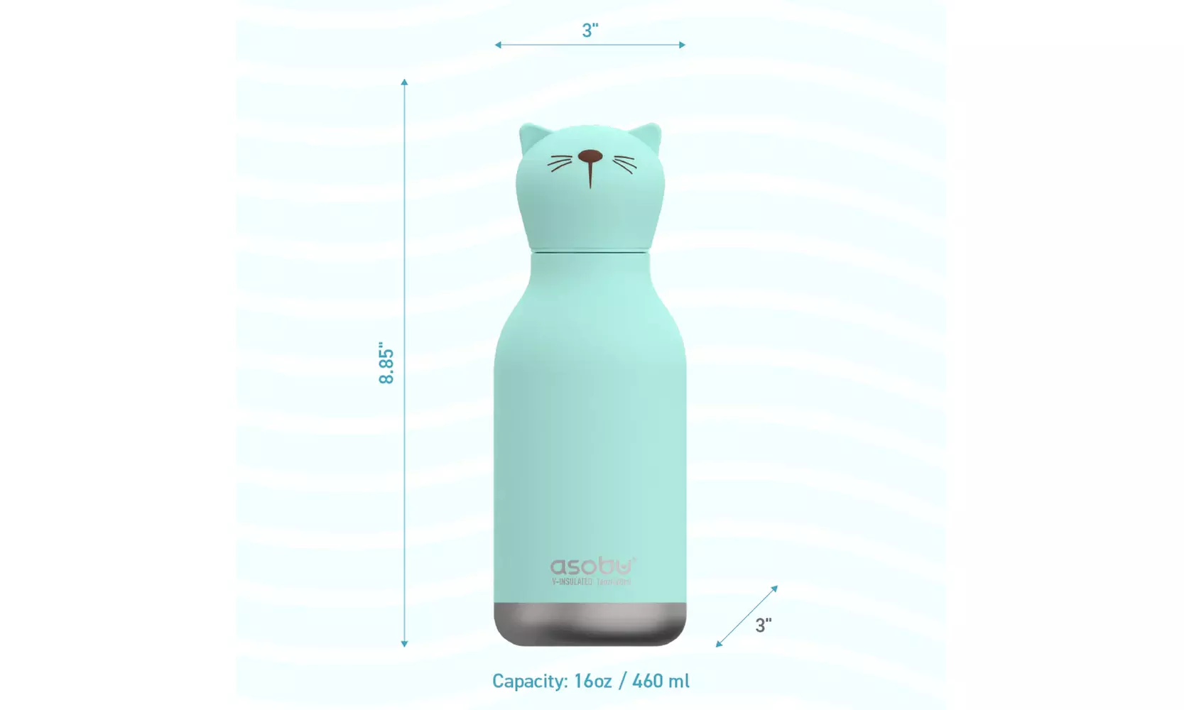 Asobu Kids Bestie Bottles Insulated Stainless Steel Water Bottle with Straw 16oz